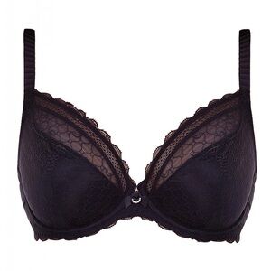 CHANTELLE C Chic Sexy Wired Bra Size 40D Black Plunge Style # 3641